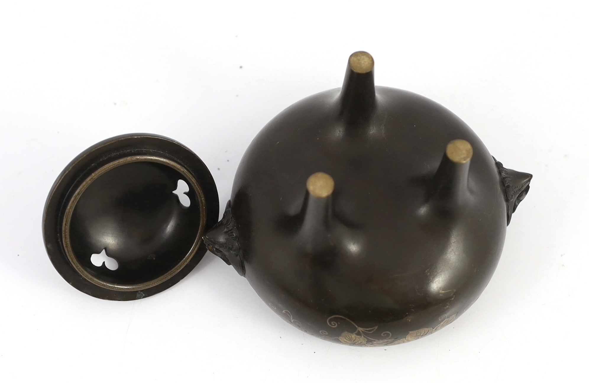 A Japanese bronze koro, 13cm high